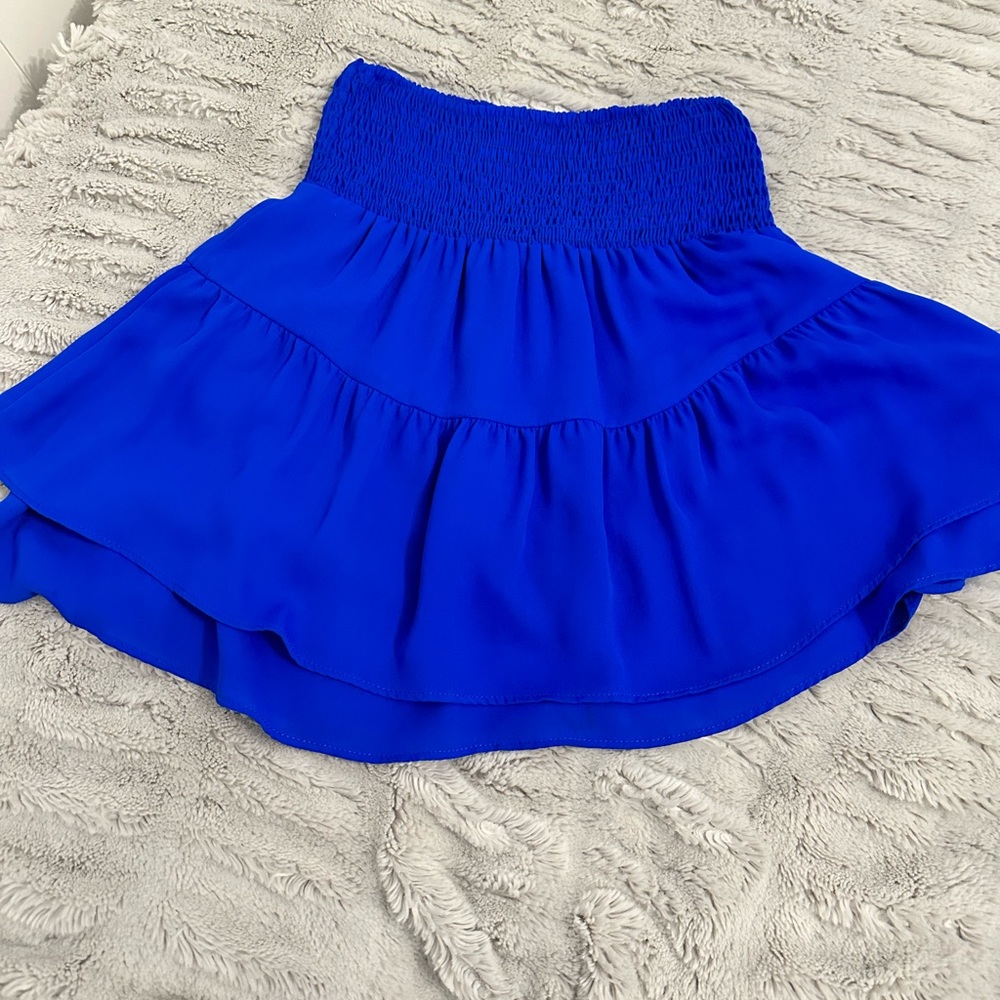 Bright Blue Smoked Flowy Skirt